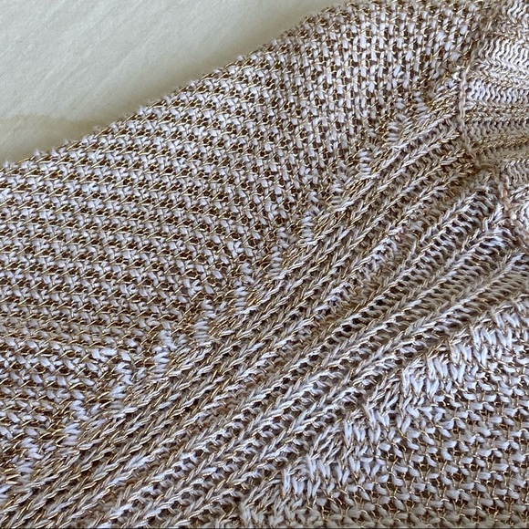 Cynthia Rowley Gold Metallic & White Pullover Raglan Sweater - Picture 15 of 16